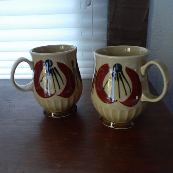 Holt Howard mug Japan mid-century modern brown atomic 2 coffee mugs cups vintage - Picture 4 of 4